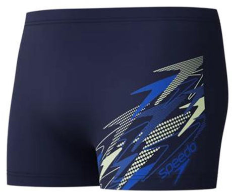 Speedo medley logo aquashort heren - strakke zwemshort heren - vormvaste zwemboxer heren - sportzwembroek heren met trekkoord - marine blauw - l