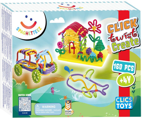Clics Spaghettiez 3D Art flexible Baustäbe, 160 Stück.