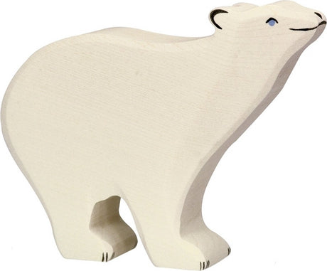 Holztiger Eisbär. 15 cm.
