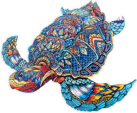 Engelhart Holzpuzzle Schildkröte – 128 einzigartige Puzzleteile – A4-Format Holzpuzzle – Tierpuzzlespiel – entspannendes Denkspiel – inklusive Aufbewahrungsbox –