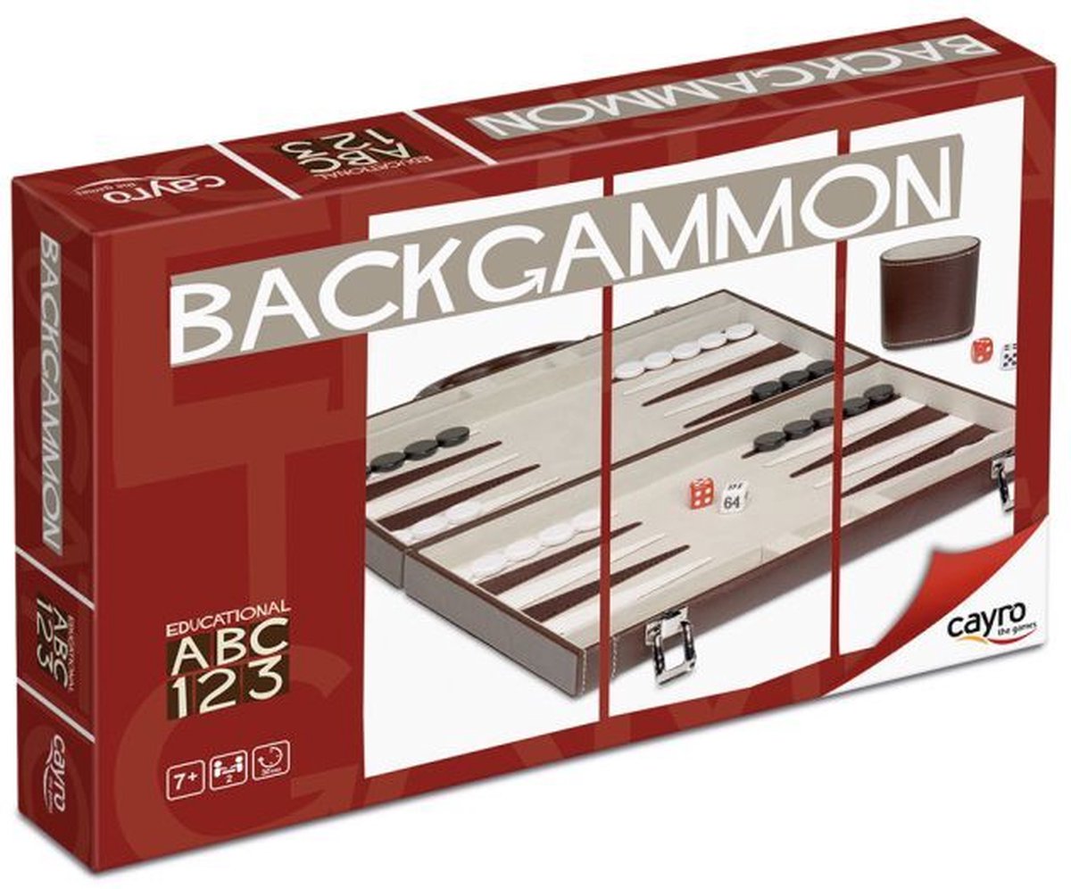 Cayro Backgammon – klassisches Strategiespiel im Polipiel-Koffer – Spielbrett 47 x 36 cm – 30 Holzchips, Würfel und 5 Würfel – 2 Spieler – ab 7 Jahren – Sammlung