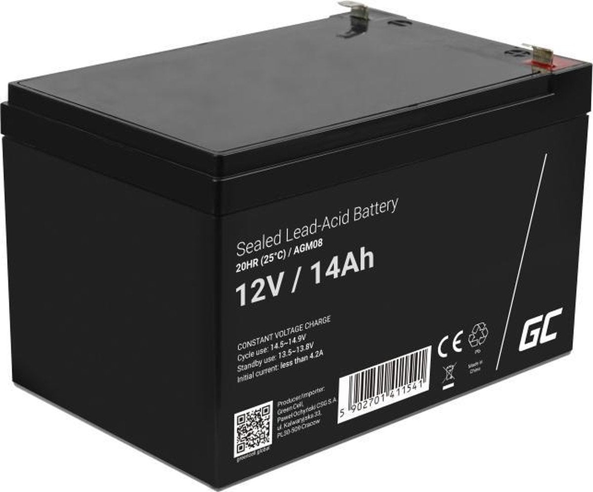 Green Cell 12 V 14 Ah (6,3 mm) 14000 mAh VRLA AGM-Batterie