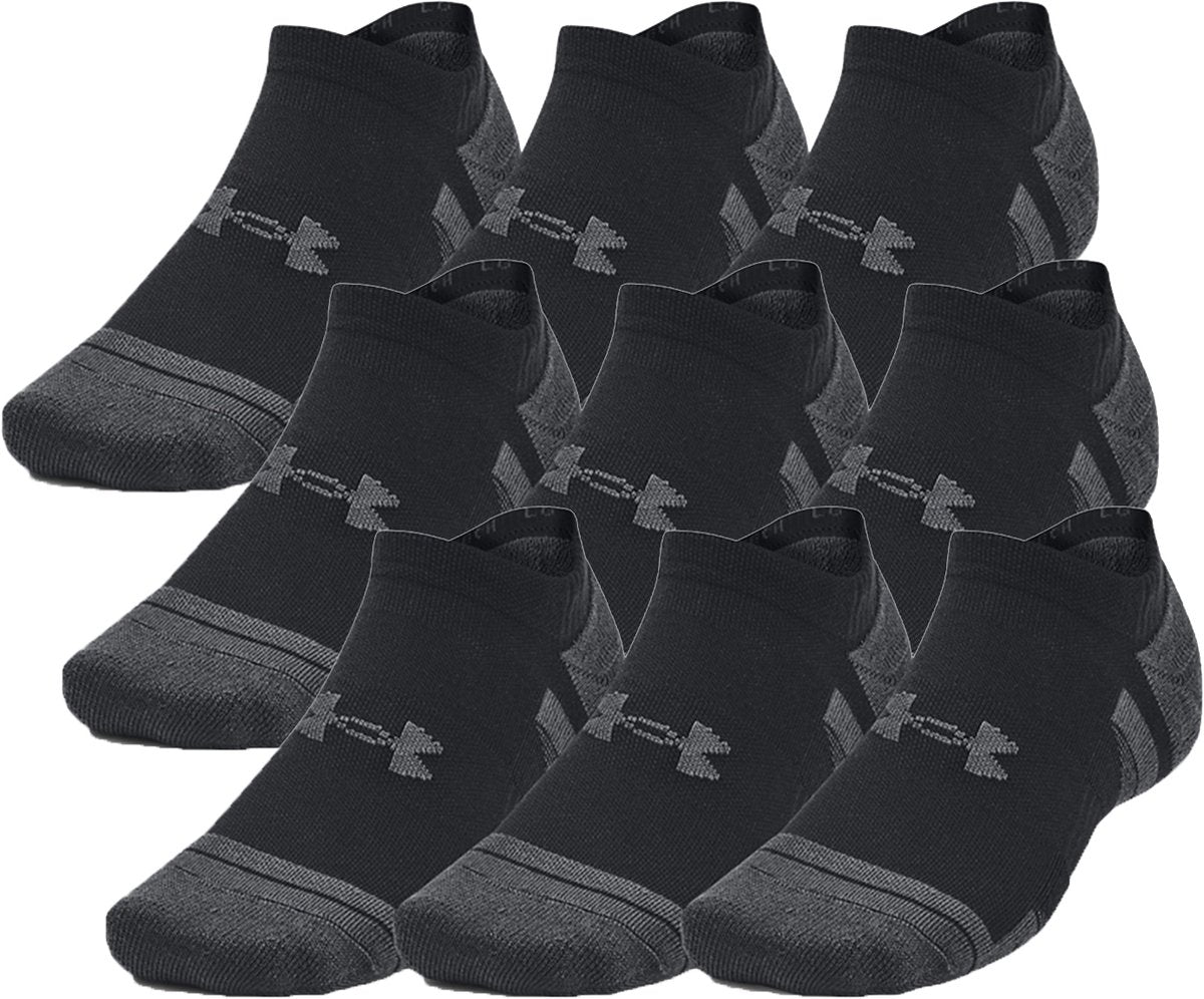 Under armour ua performance tech 3pk ns-blk unisex sportsokken - zwart - jet grijs 43-47