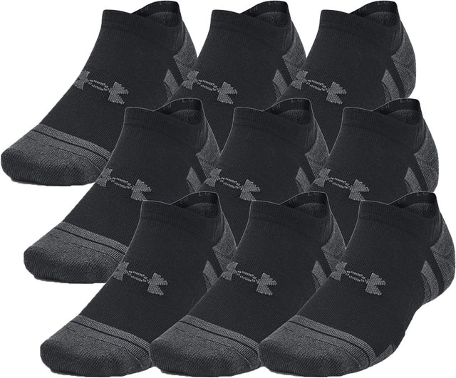 Under armour ua performance tech 3pk ns-blk unisex sportsokken - zwart - jet grijs 43-47