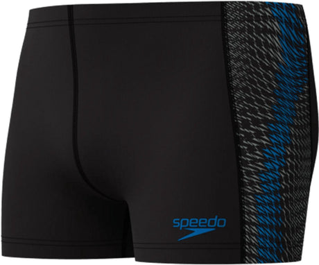 Speedo end+ tech panel aquashort heren - chloorbestendige zwemboxer heren - kleurvaste strakke zwembroek heren - sportzwembroek heren bestand tegen zonnebrandcrème - zwart blauw - m