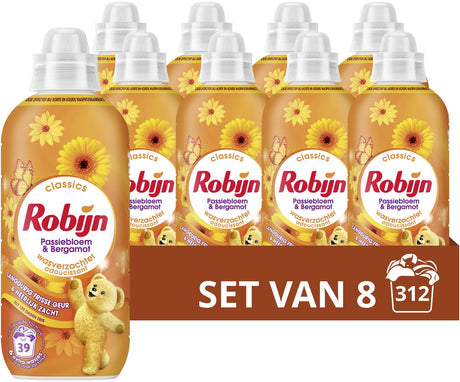Robijn - wasverzachter - passiebloem bergamot - 8 flessen - 312 wasbeurten - voordeelverpakking