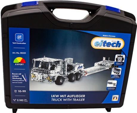 Eitech ® bouwdoos – vrachtwagen met dieplader – 2182-delig – metalen bouwpakket met gereedschap – constructiespeelgoed – vanaf 10 jaar