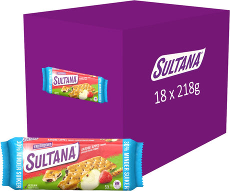 Sultana-Fruchtkeks-Snack – Erdbeer-Apfel – 30 % weniger Zucker – 18 x 218 Gramm