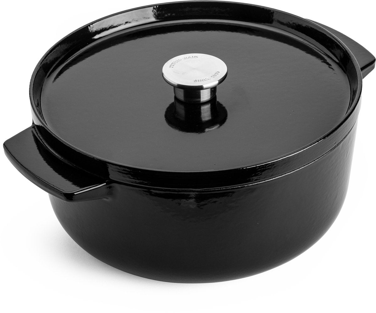 Kitchenaid Bratpfanne 26 cm – emailliertes Gusseisen – Onyxschwarz – rund