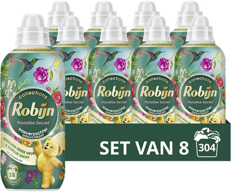 Robijn - wasverzachter - paradise secret - 8 flessen - 304 wasbeurten - voordeelverpakking