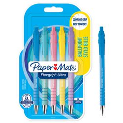 Paper Mate Flexgrip Ultra Kugelschreiber mit Pastellfarben | mittlere Spitze (1,0 mm) | blaue Tinte | 5 Stück