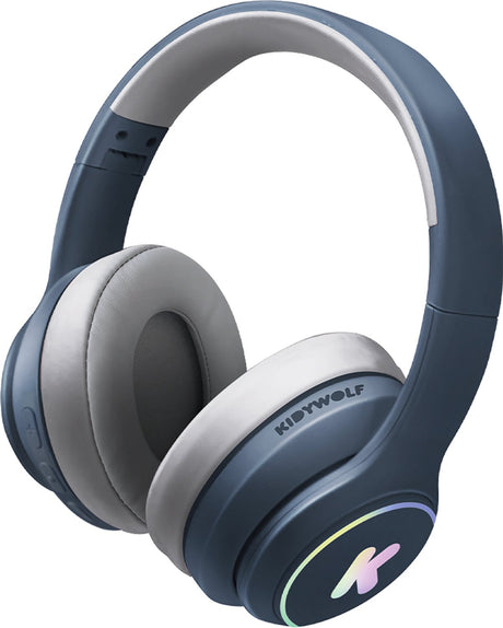 Kidywolf k-ears Bluetooth-Kinderkopfhörer blau – 85 dB Lautstärkebegrenzung, kabellos faltbar, LED – 5+