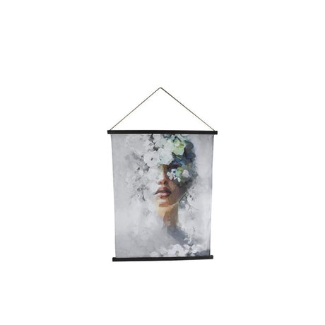 Cozydecor Wanddekoration versteckte Frau aus grauem Stoff 76x1,8x97cm
