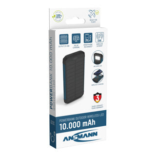 Ansmann Outdoor-Powerbank mit Solarpanel, LED-Lampe, 2x USB-A-Anschluss