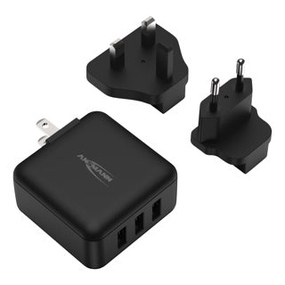 USB-Reiseladegerät 15 W mit austauschbaren AC-Steckern | 2 Stk