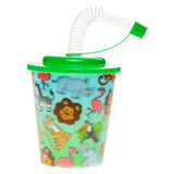 Duckiez Cup mit Deckel und Stroh wilder Tiere, 12st.