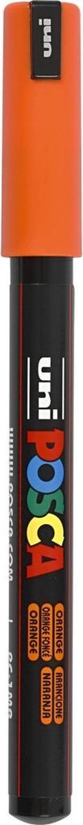 Uni-Posca Posca-Marker, Größe PC-1MR, Strichstärke 0,7 mm, extrafein, Orange, 1 Stück