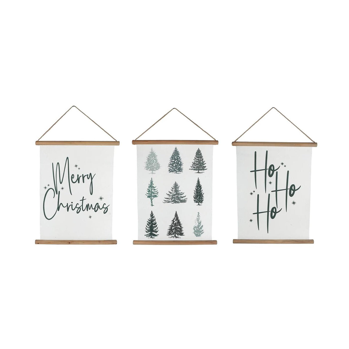 Wandversiering christmas wit groen papier 49x62cm