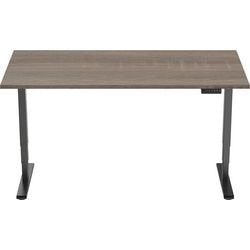 Sitz-Steh-Schreibtisch Euroseats Economy braun, schwarzes Eichenmetall