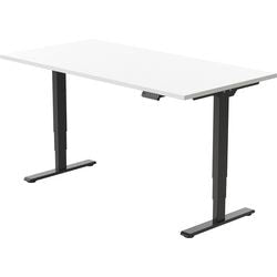 Sitz-Steh-Schreibtisch Euroseats Economy, weißes, schwarzes Metall