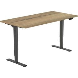 Sitz-Steh-Schreibtisch Euroseats Economy braun, schwarzes Eichenmetall