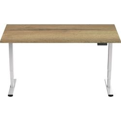 Sitz-Steh-Schreibtisch Euroseats Economy braun, weißes Eichenmetall