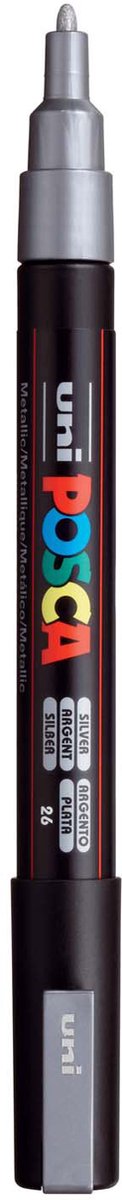 Uni-Posca Posca-Marker, Größe PC-3m, Strichbreite 0,9–1,3 mm, fein, silber, 1 Stück