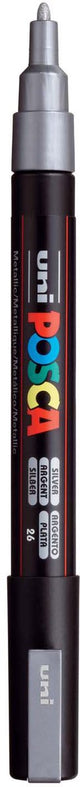 Uni-Posca Posca-Marker, Größe PC-3m, Strichbreite 0,9–1,3 mm, fein, silber, 1 Stück