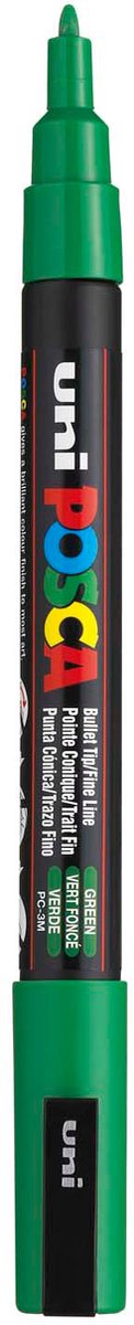 Uni-Posca Posca-Marker, Größe PC-3m, Strichbreite 0,9–1,3 mm, fein, grün, 1 Stück