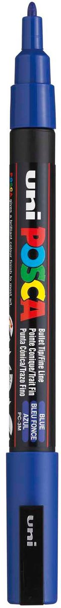 Uni-Posca Posca-Marker, Größe PC-3m, Strichbreite 0,9–1,3 mm, fein, blau, 1 Stück