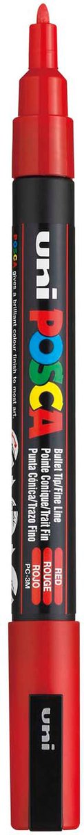 Uni-Posca Posca-Marker, Größe PC-3m, Strichbreite 0,9–1,3 mm, fein, rot, 1 Stück