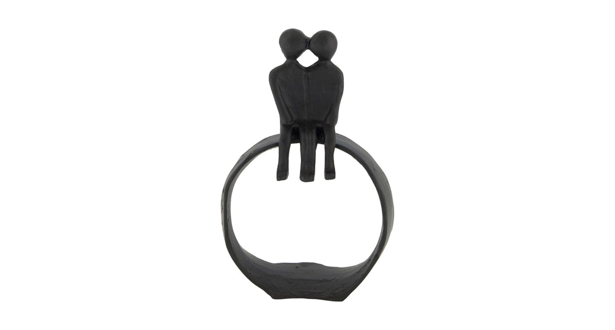 Statue couple aluminium 15.5x6x24cm black
