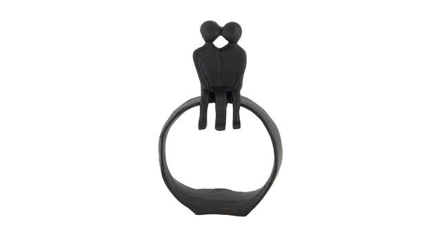 Statue couple aluminium 15.5x6x24cm black