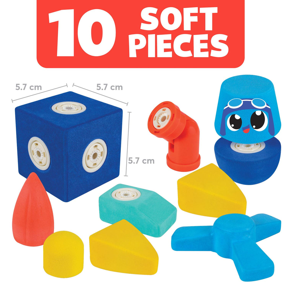 Blockaroo magnetische Schaumstoffblöcke Flugzeugbox, 10 Stk.