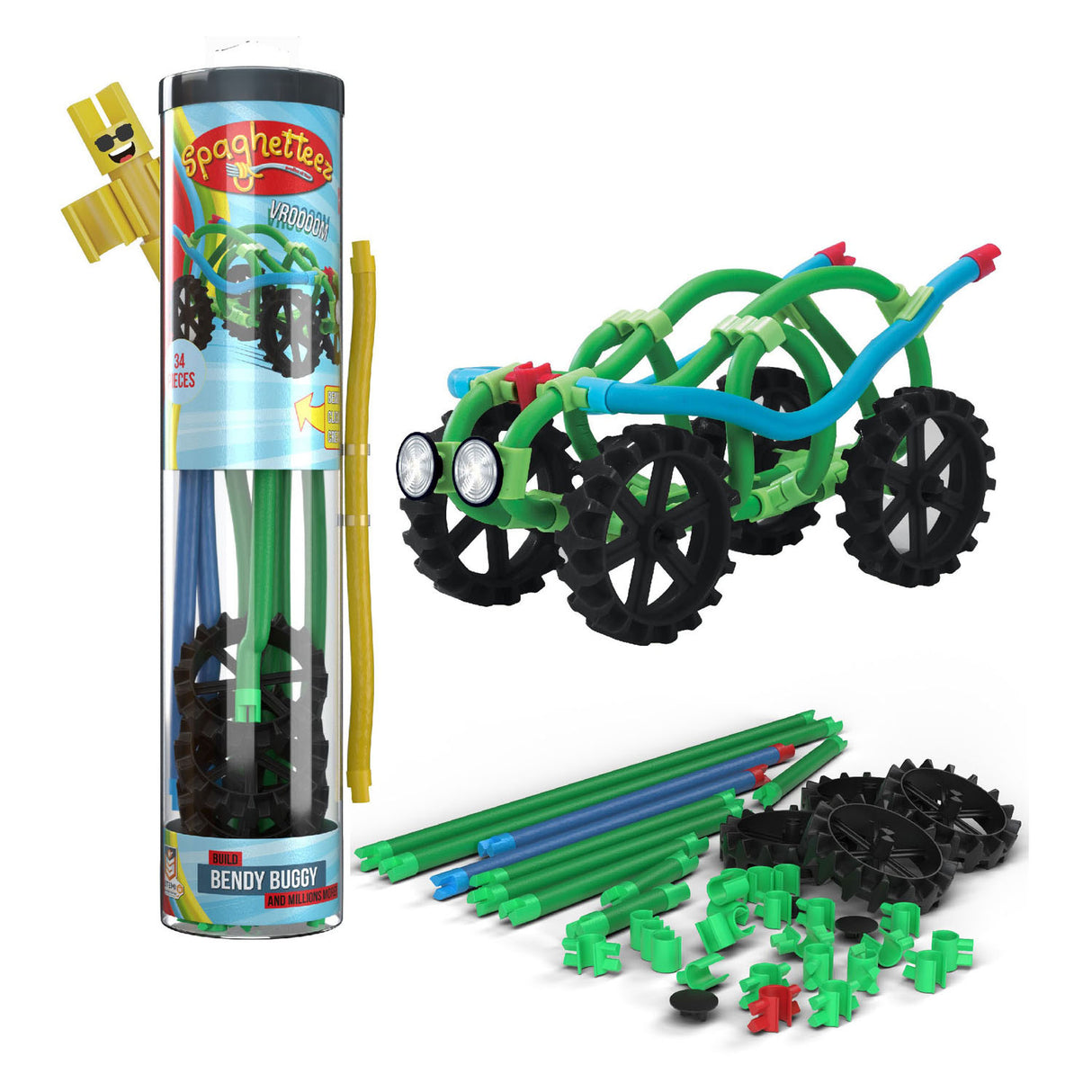 Clics Spaghettiez Bendy Buggy flexible Baustangen, 34-tlg.