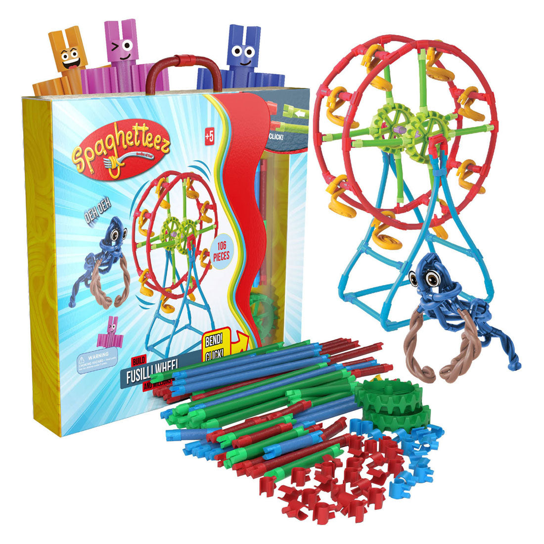 Clics Spaghettiez Fusilli Riesenrad flexible Baustäbe, 46 Stk.