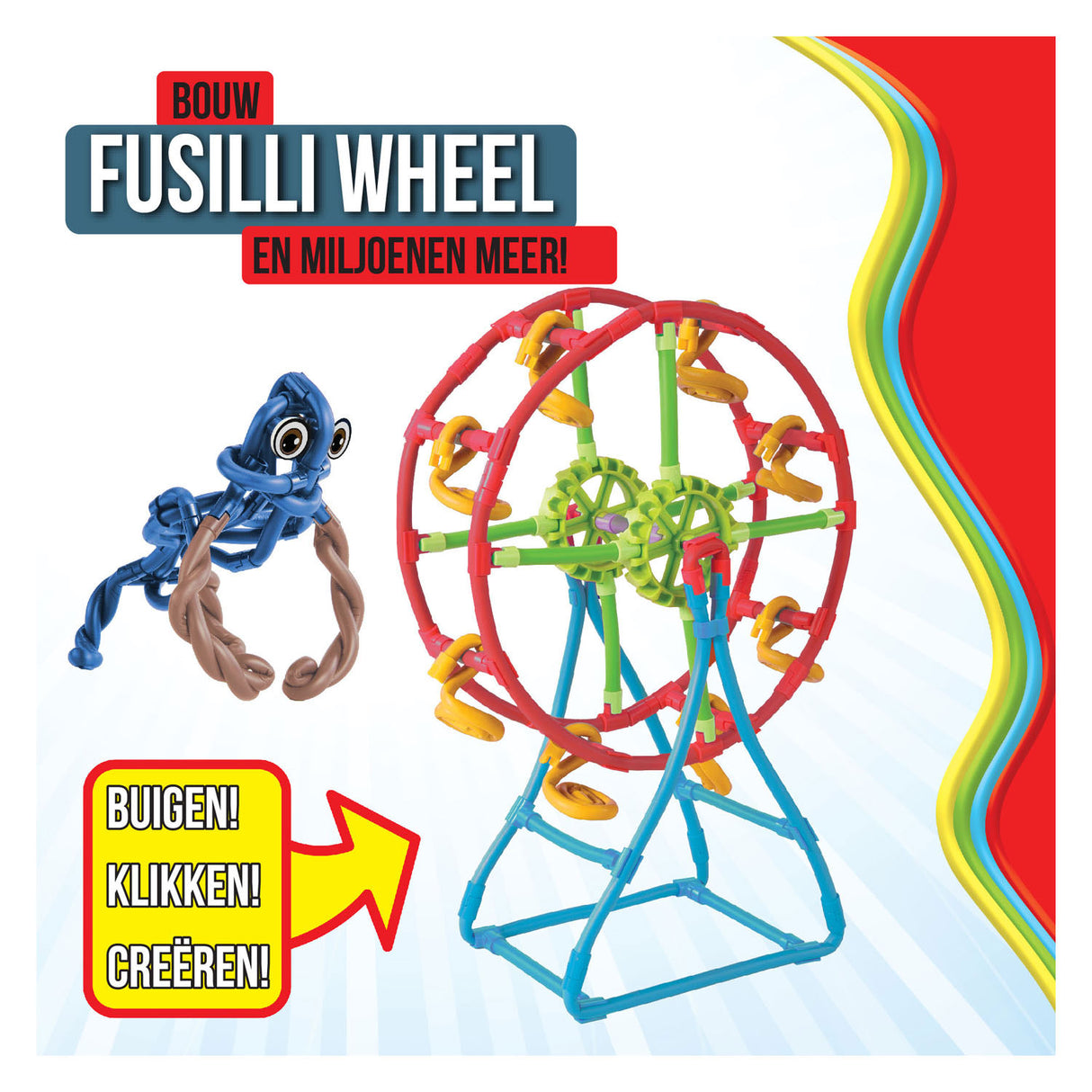 Clics Spaghettiez Fusilli Riesenrad flexible Baustäbe, 46 Stk.