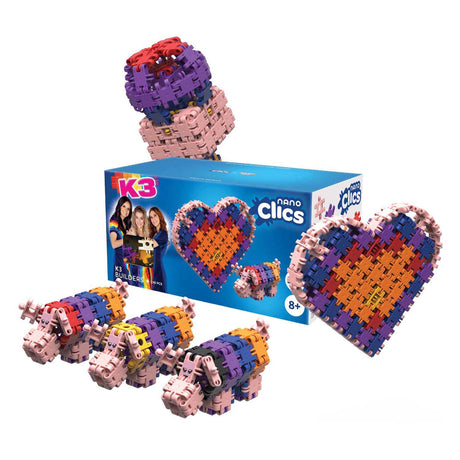 Clics Nano – K3 Builders 190-teiliges Set – 5-in-1-Bausteine – Spielzeug aus 100 % recyceltem Kunststoff – Spielzeug 8, 9, 10, 11, 12 Jahre – Konstruktionsspielzeug