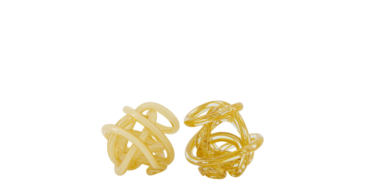 Statue knot glass 12x12x12cm 2 mixed yellow