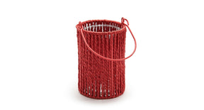 Lantaarn rond 'lumière' koraalrood 16cm
