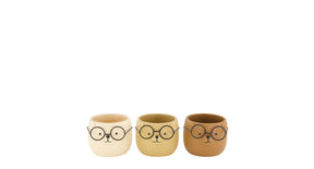 Planter dog with glasses ceramic 8x8x6.3cm 3 mixed brown