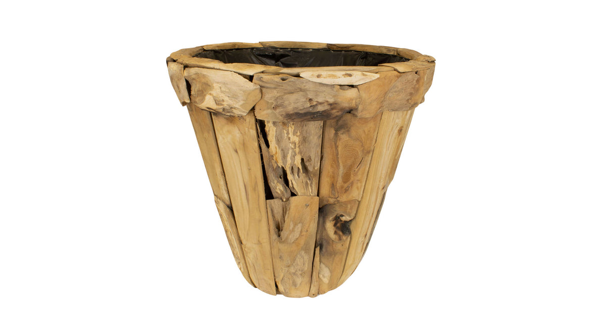 Planter teak wood with plastic 78x78x72cm natural