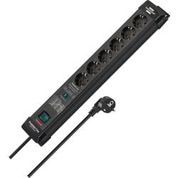 Brennerstuhl premium-line Überspannungsschutz 26000a 6-fach schwarz 1,8m h05vv-f 3g1,5