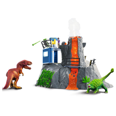 Schleich Dinosaurier – Die große Vulkanexpedition – Dino-Spielzeug – Kinderspielzeug – Dino-Spielzeug – T-Rex, Ankylosaurus und ausbrechender Vulkan – 36 Teile
