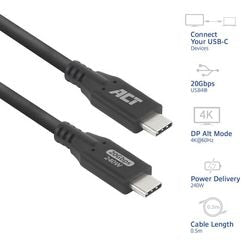 USB-C-Kabel Act USB-C-Stecker USB-C-Stecker 0,5 m schwarz