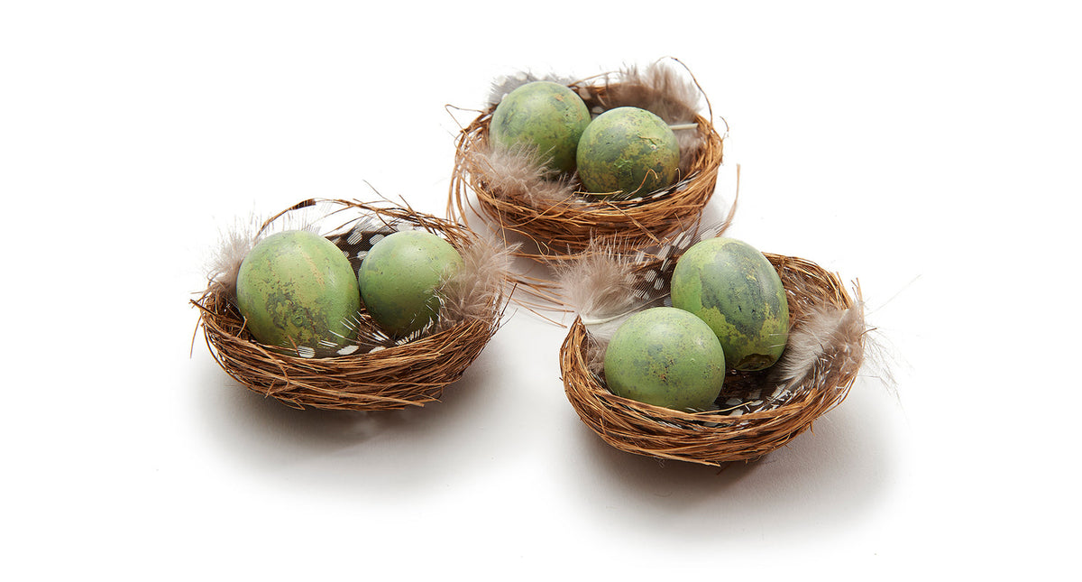Vogelnest 'kwartel' matcha groen 6pcs 21x15x3,5cm