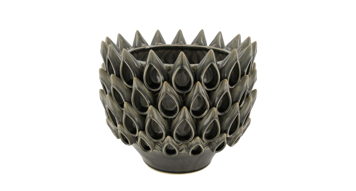 Planter ceramic 28x28x24cm grey