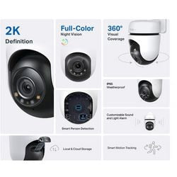 Sicherheitskamera TP-Link für den Außenbereich, Schwenk-/Neigefunktion, 123 mm x 123,8 mm x 90 mm