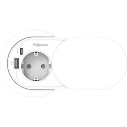Fellowes - Power Spot - Typ F - Weiß - Integriertes Netzteil - 2 Meter lang - USB-C USB-A