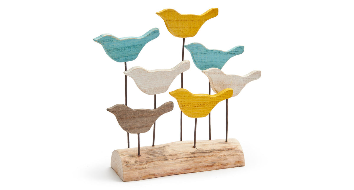 Vogels 'summer' hout op blok 23cm